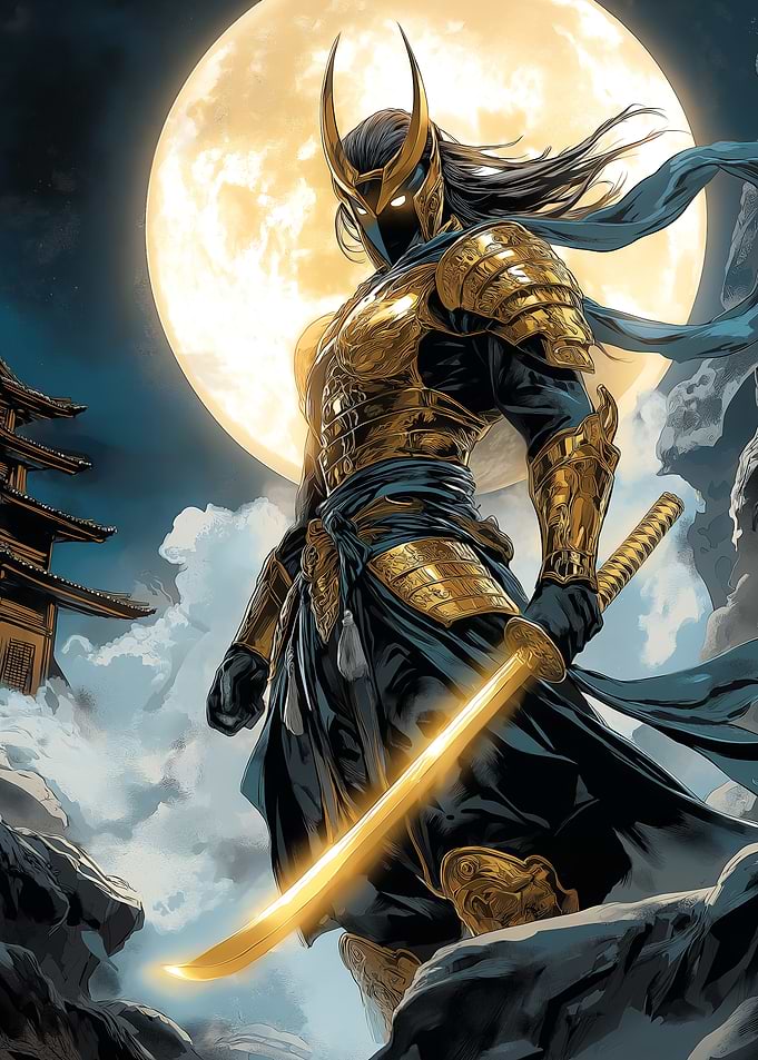 Golden Japanese Samurai Warrior