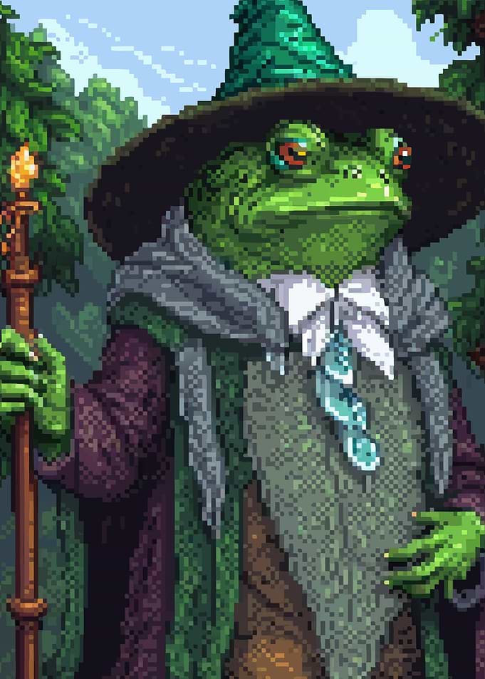 Frog Wizard in Forest