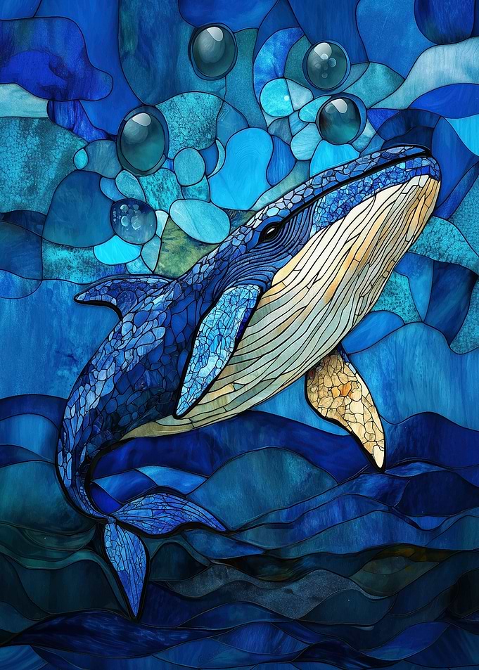 Stained Glass Whale