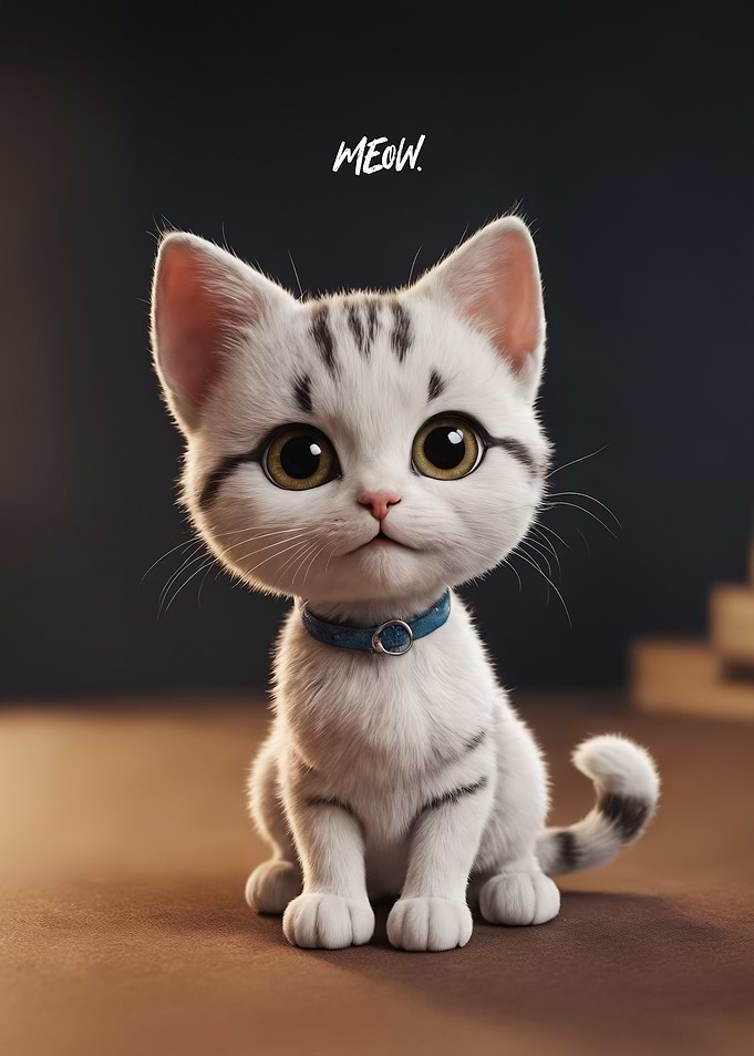 Cute Kitten with Big Eyes Meow