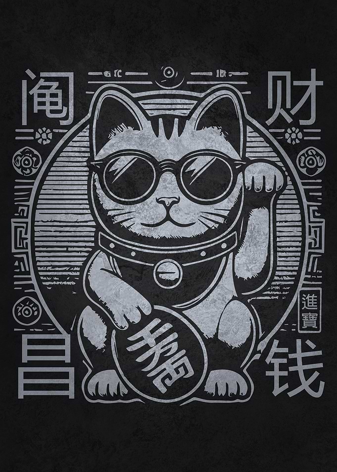 Maneki Neko with Sunglasses - Lucky Money Cat