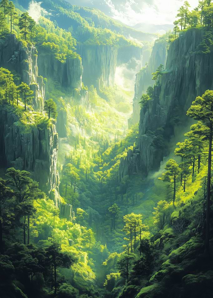 Lush Green Mountain Canyon
