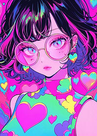 Anime Girl with Pink Glasses