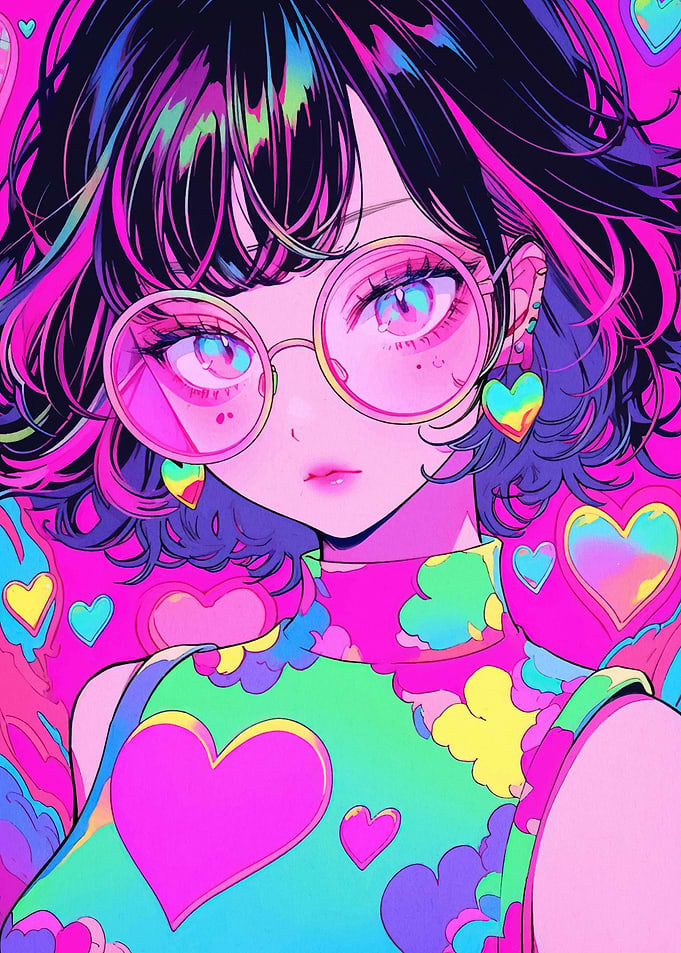 Anime Girl with Pink Glasses