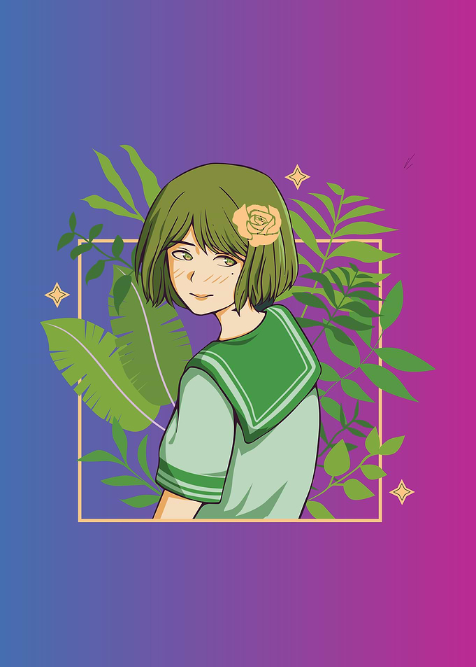 Anime Girl with Flowers