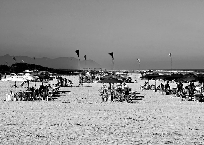Beach Scene with Umbrellas