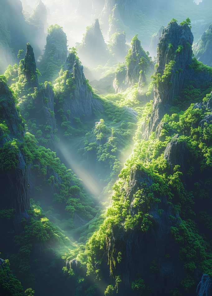 Misty Mountain Forest Landscape