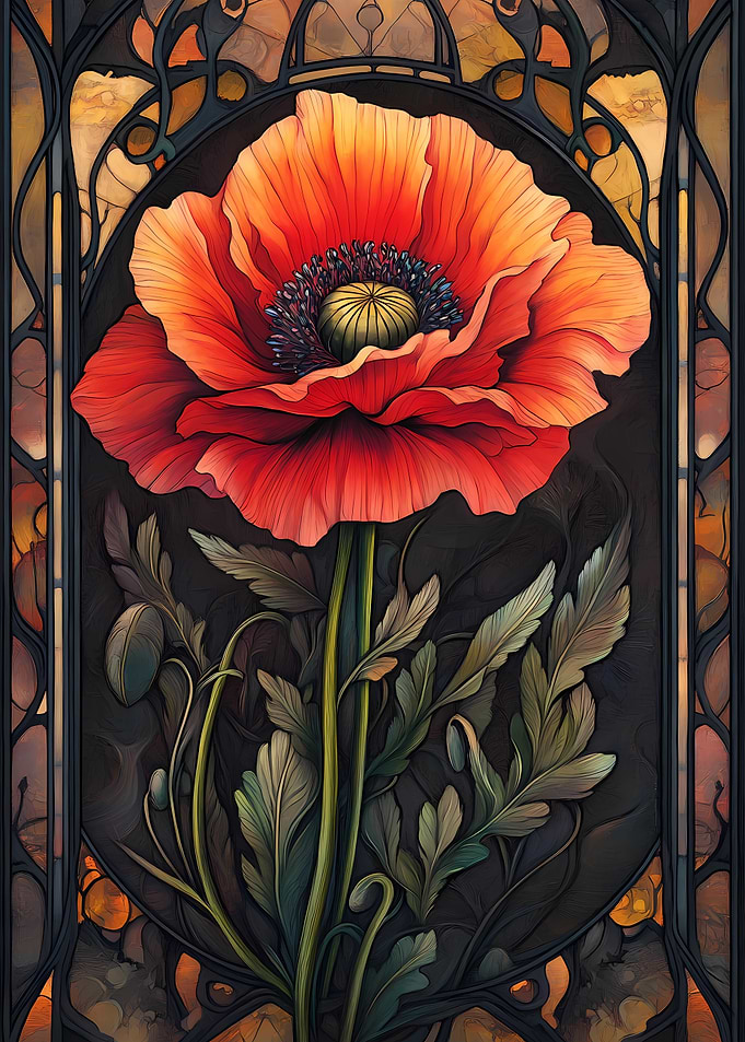 Art Nouveau Poppy Flower