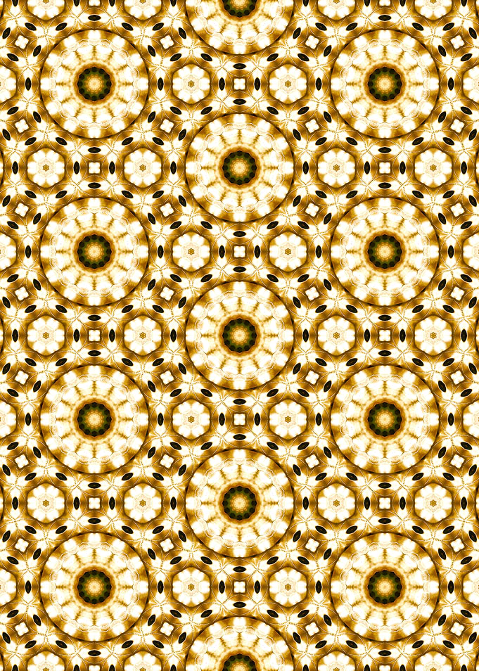 Abstract Gold Ornaments Repeating Floral Pattern