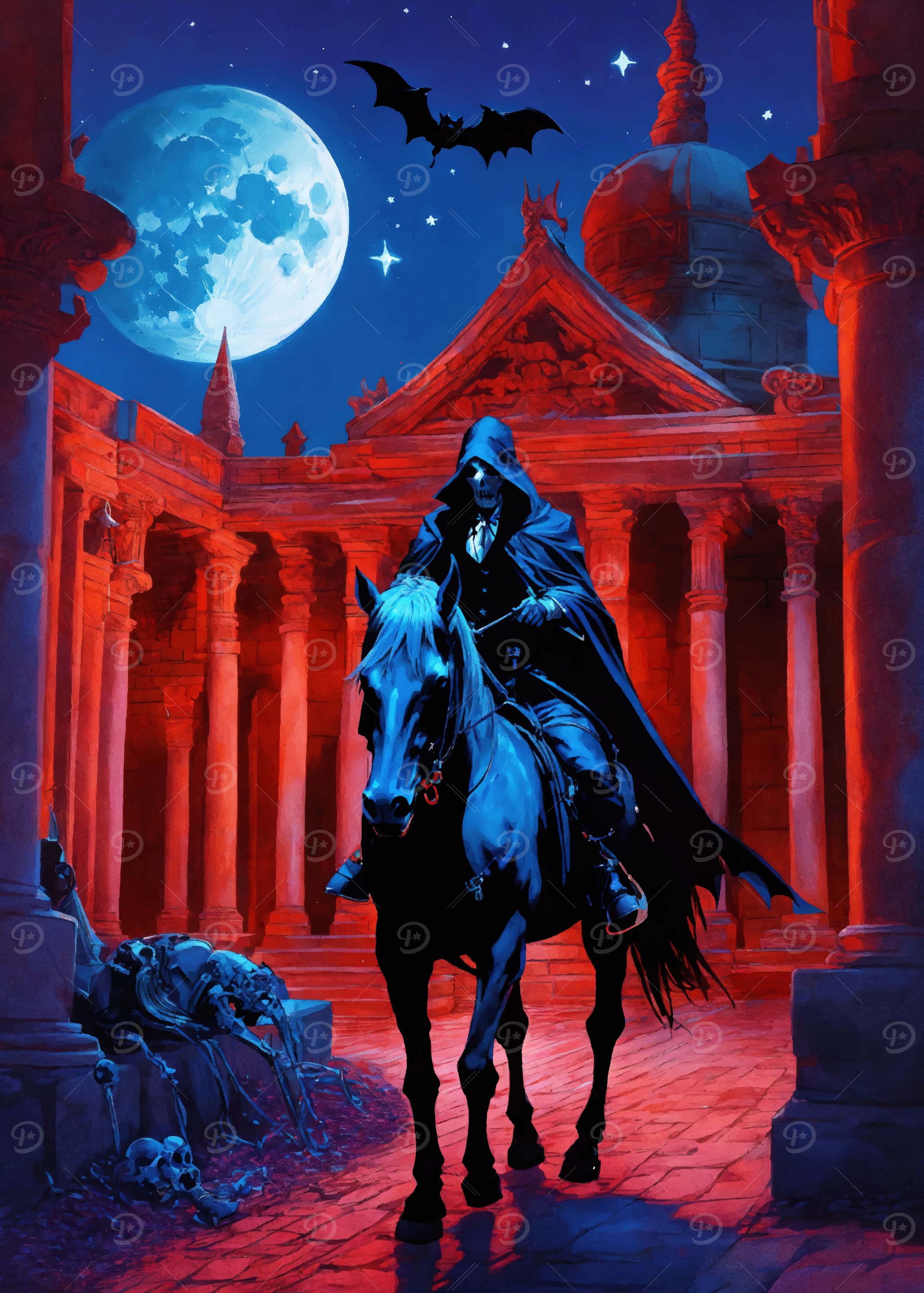 Dark Rider Under Moonlit Sky