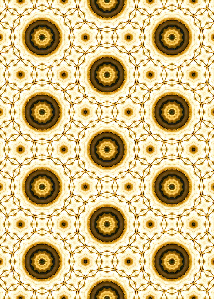 Beige and Brown Floral Pattern Abstract Circular