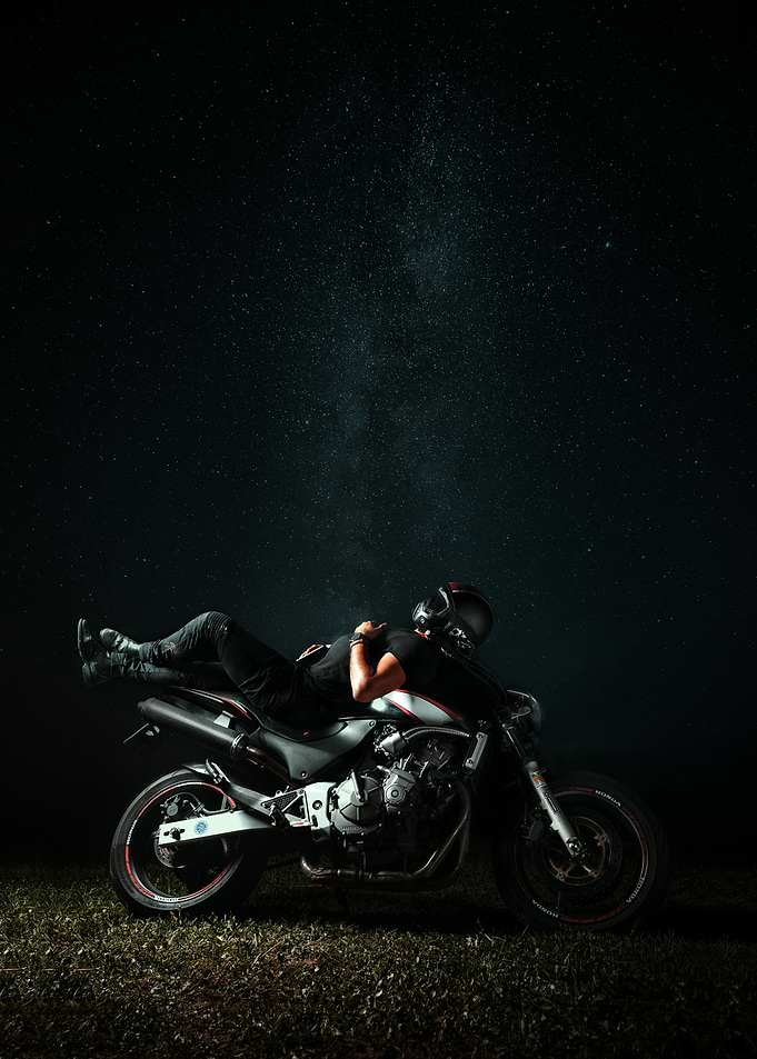 Motorcycle Under Stars