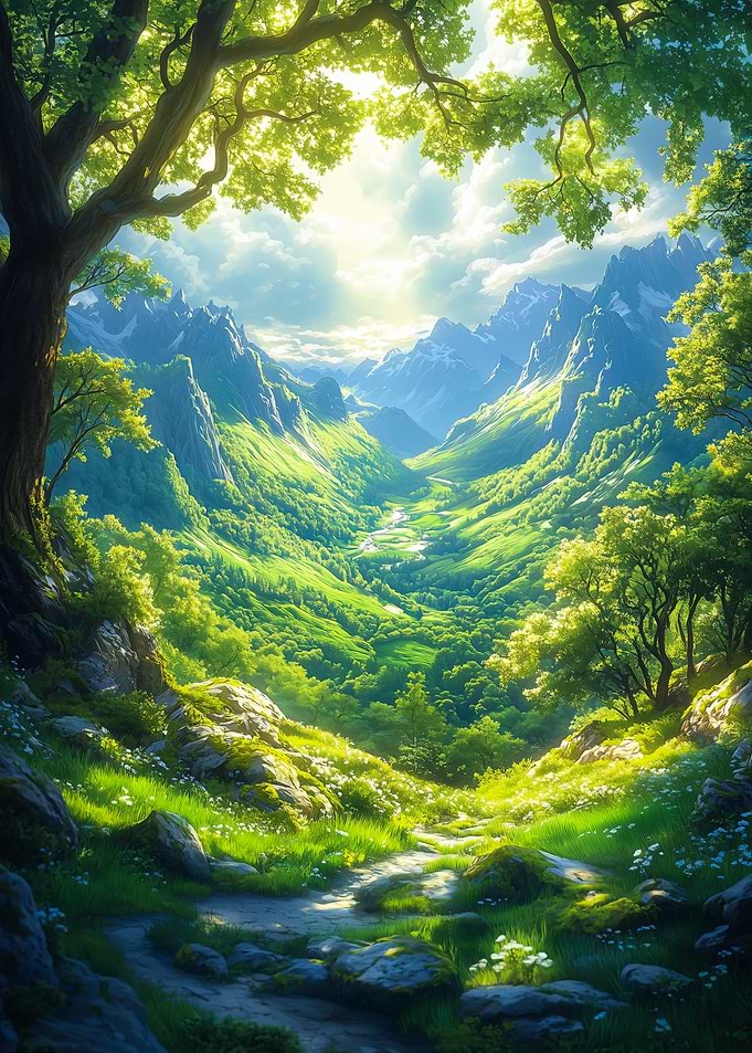 Epic Mountain Valley Landscape