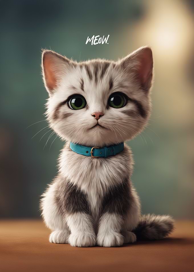 Cute Kitten with Big Eyes Meow