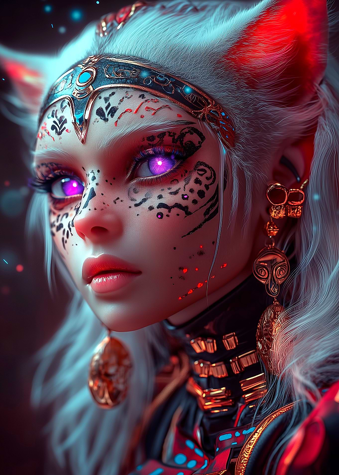 Cyberpunk Cat Girl Portrait
