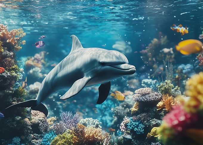 Dolphin in Coral Reef