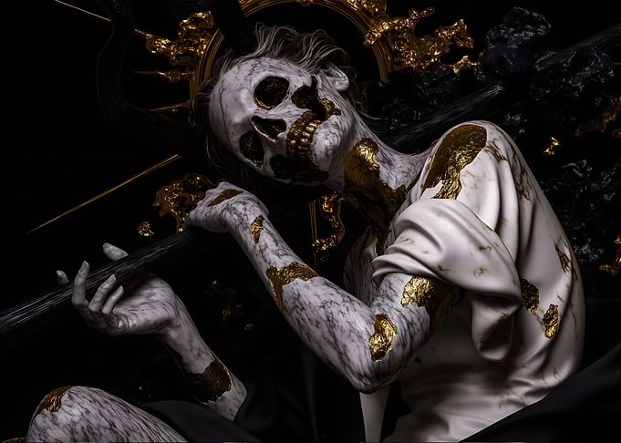 Golden Skull Statue
