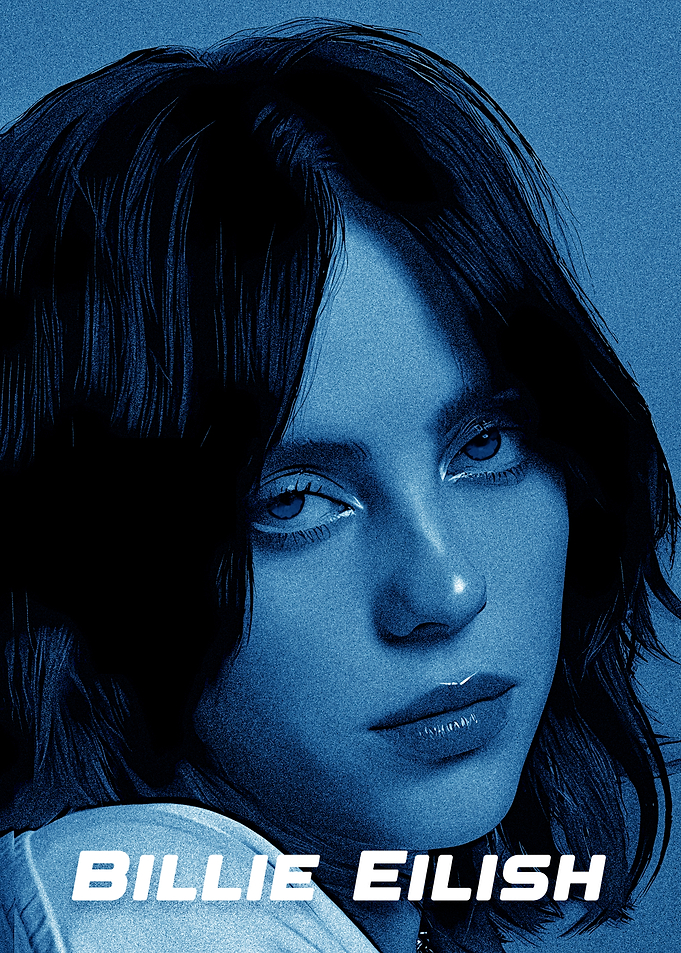 Billie Eilish Blue Portrait