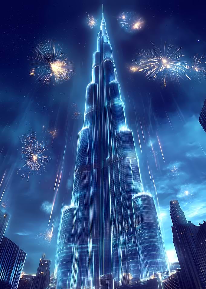 Neon Night Spectacle - Illuminated Burj Khalifa Fireworks