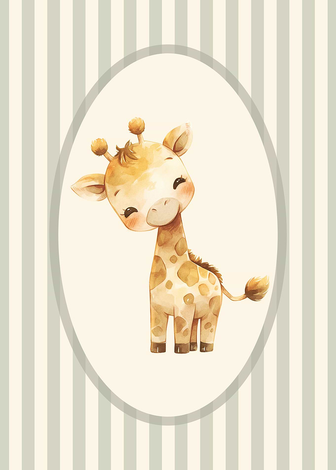 Cute Giraffe Watercolor Style Print