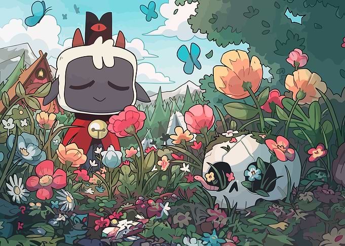 Cute Demon in Flower Field