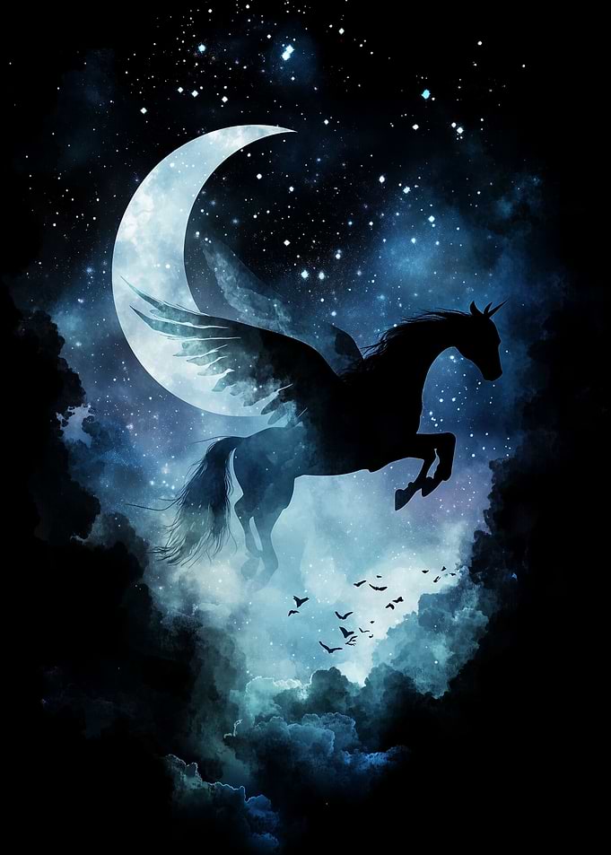 Flying Unicorn Silhouette