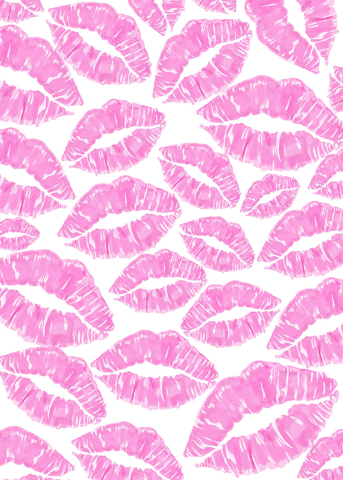 Pink Lipstick Kiss Print