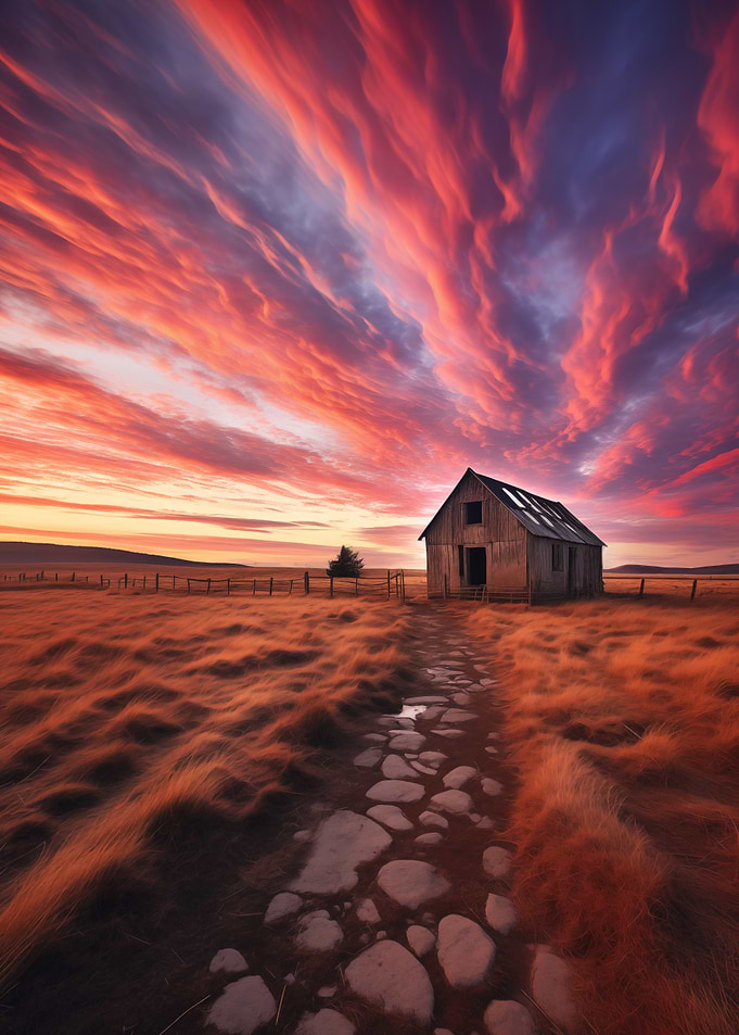 Lonely Cabin Sunset