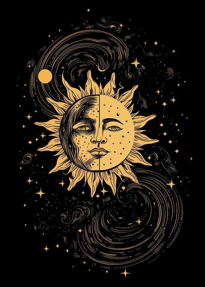 Sun and Moon Celestial Art