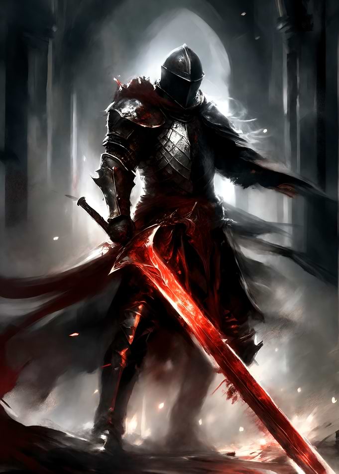 Dark Knight with Red Sword