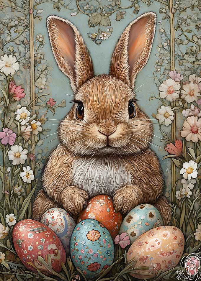Easter Bunny Art Nouveau