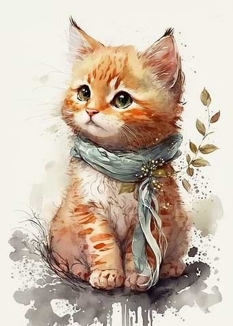 Cute Orange Kitten Watercolor