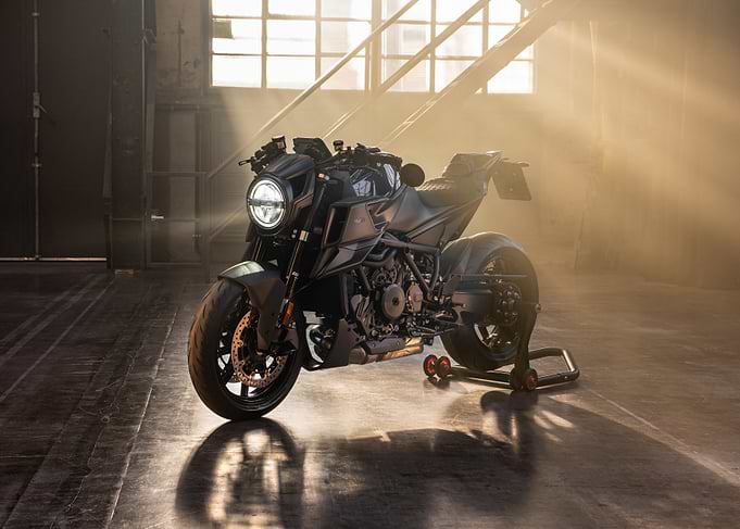 Black Motorcycle in Industrial Setting