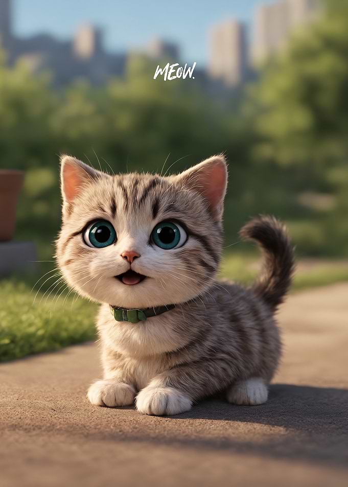 Cute Kitten with Big Eyes Meow