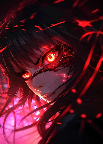 Anime Girl with Red Eyes