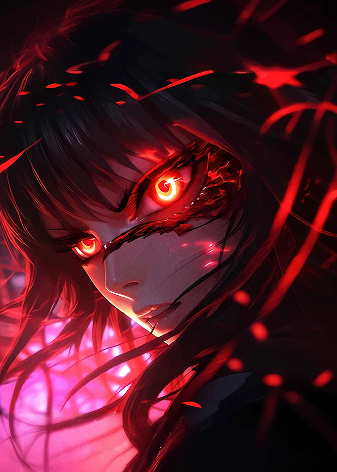 Anime Girl with Red Eyes