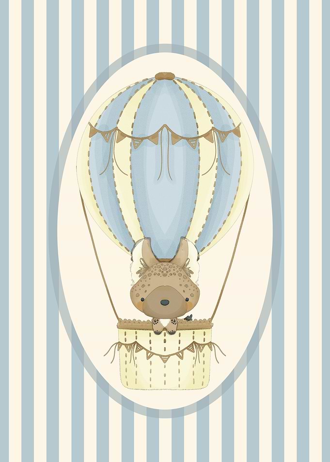 Hyena in Hot Air Balloon Nursery Decor