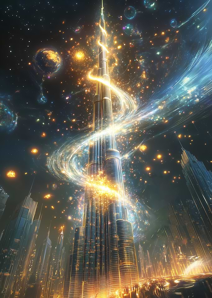Celestial Spiral - Mystical Burj Khalifa Nightscape