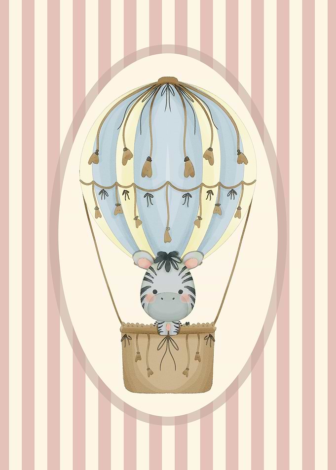 Zebra in Hot Air Balloon Nursery Decor