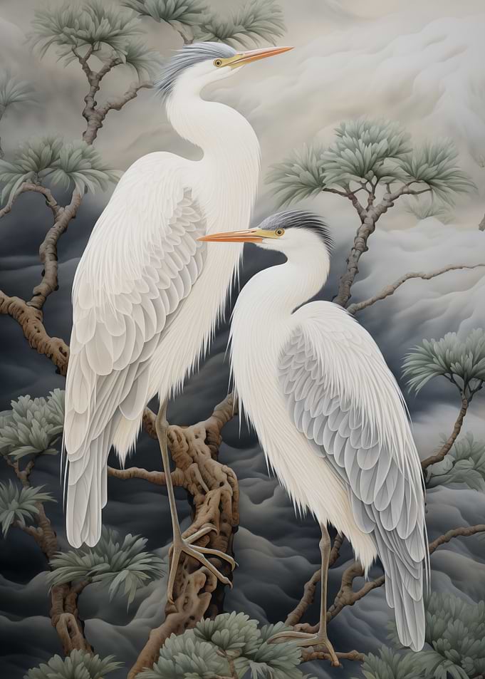 Two herons on a tree