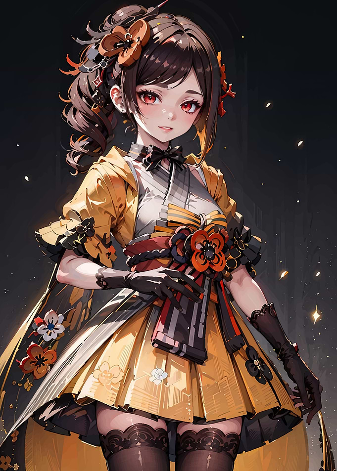 Anime Girl in Yellow Kimono
