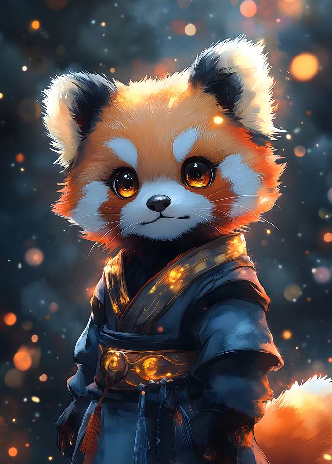 Red Panda in Blue Robe Animal