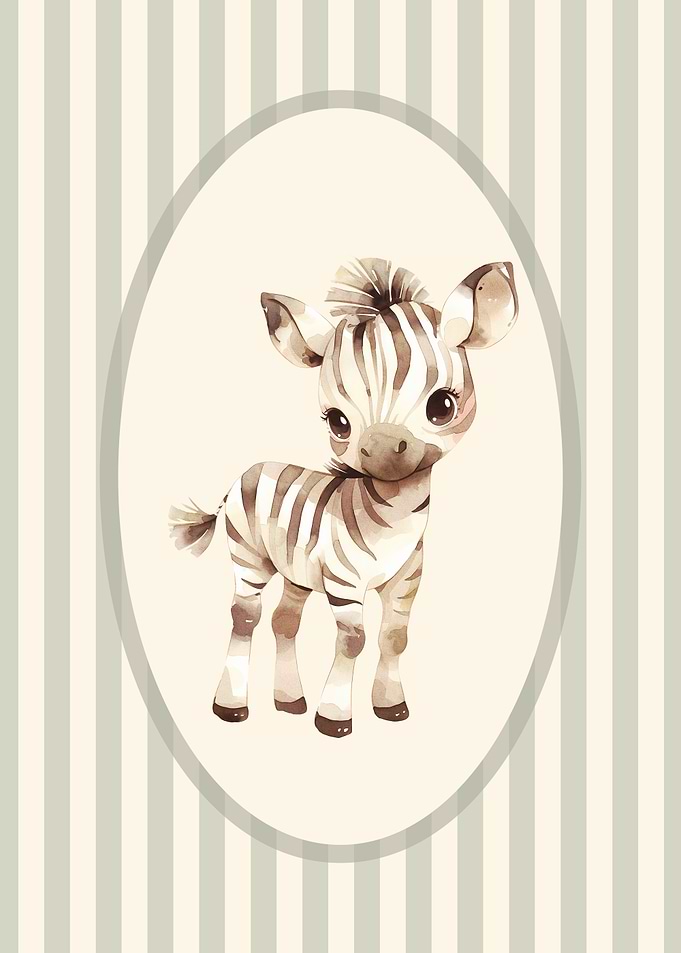 Cute Watercolor Style Nursery Decor Zebra