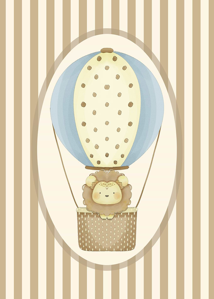 Lion in Hot Air Balloon Wall Decor