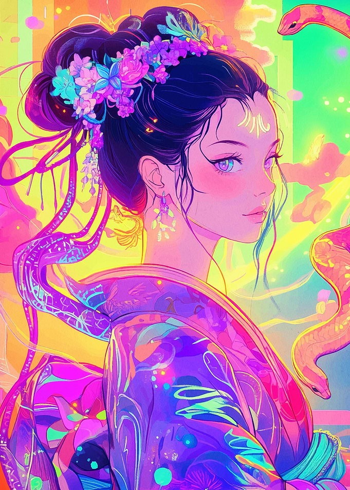Anime Girl with Snake
