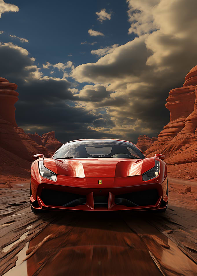 Red Ferrari in Desert