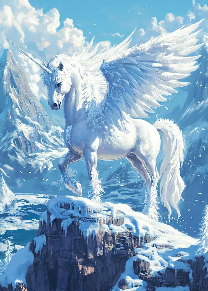 Winged Unicorn in Winter