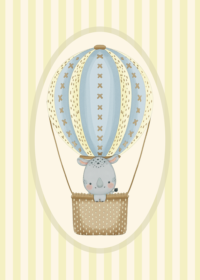 Rhino in Hot Air Balloon Wall Decor