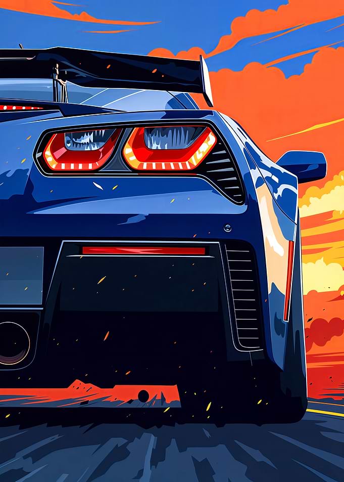 Blue Corvette Rear View