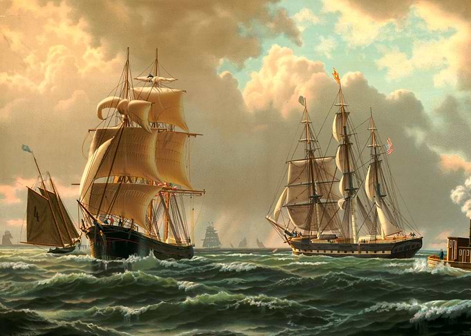 Sailing Ships at Sea